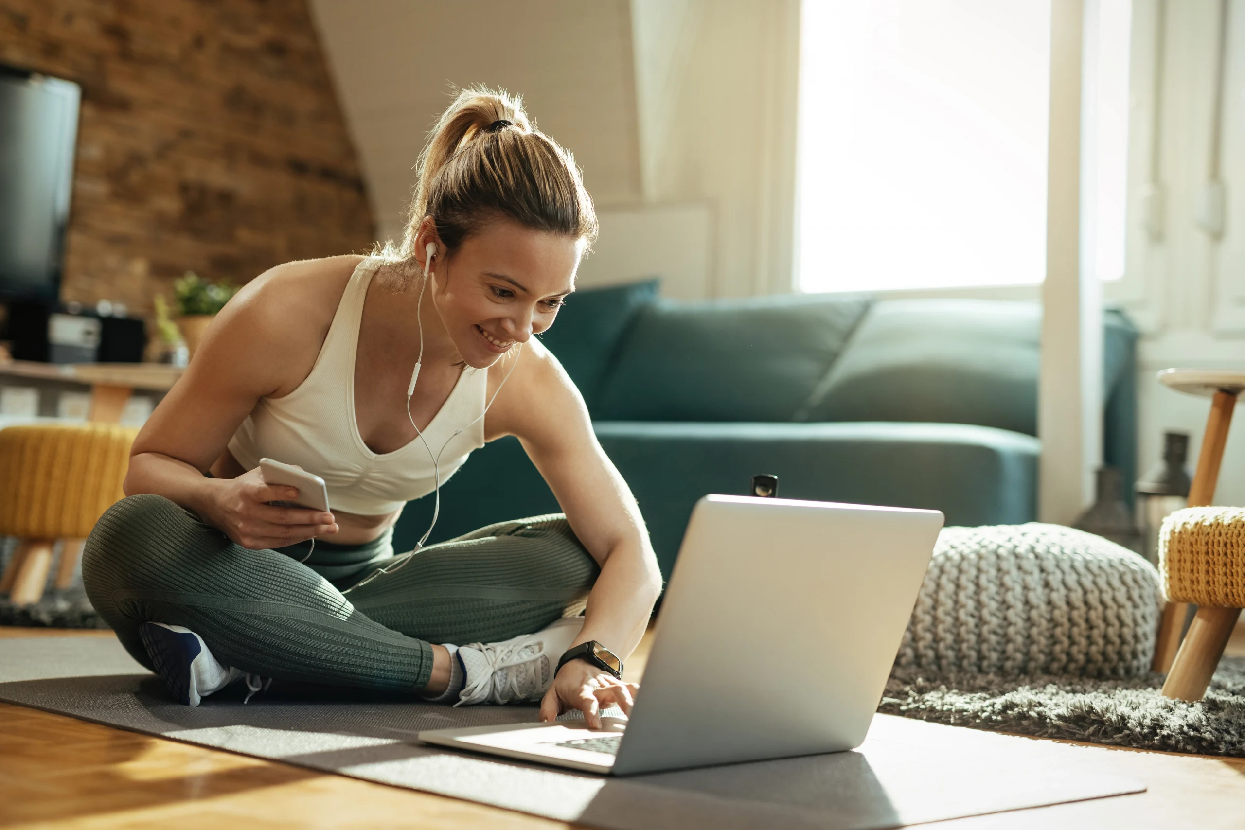 Woman using Life Expert device for wellness assessment